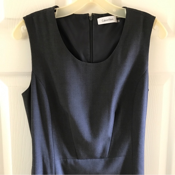 Calvin Klein dress size 4 gray zips in back lined. Belt - Picture 6 of 7